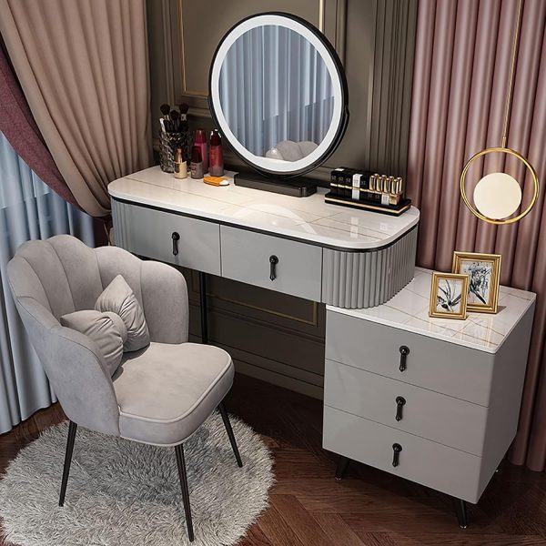Large Vanity Table Set with Lighted Mirror, Makeup