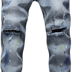 Earlish Men's Ripped Jeans Destroyed Slim Fit Stre