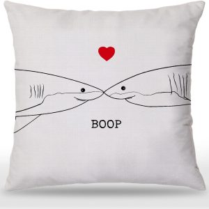 Udinaz Shark Boop Kiss Love Heart 18 x 18 Inches T