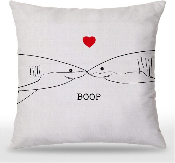 Udinaz Shark Boop Kiss Love Heart 18 x 18 Inches T