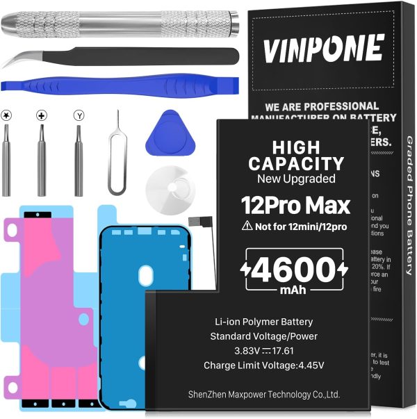Battery for iPhone 12 Pro Max, Upgraded 4600mAh