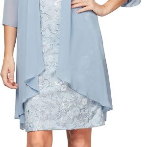 Alex Evenings Women's Short Embroidered Dress with
