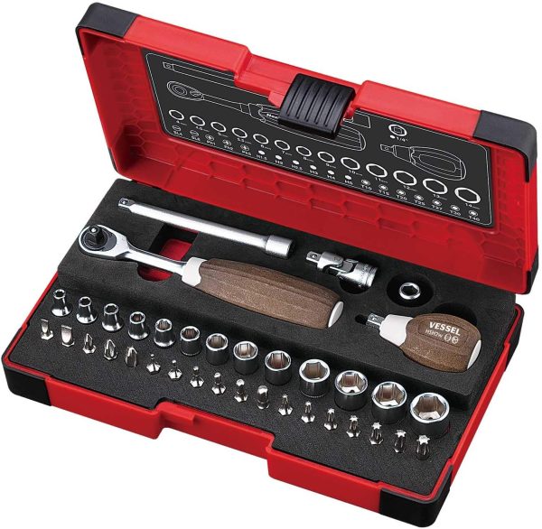 VESSEL 1/4" sq (6.35mm) Non-Slip handle Wood-Compo