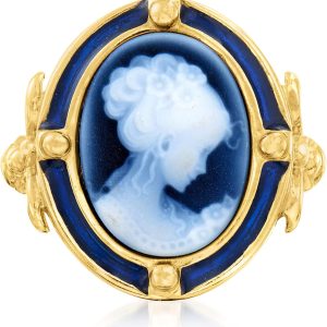 Ross-Simons Italian Blue Agate Cameo Ring With Blu
