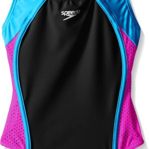 Speedo Girl's Swimsuit One Piece Mesh Splice Thick