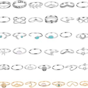 ONESING 38 Pcs Knuckle Rings for Women Stackable R
