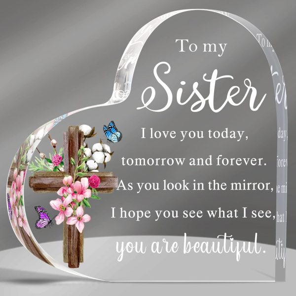 Sisters Gifts from Sister Acrylic Heart Keepsake P