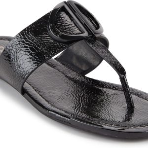 DKNY Women's Flat Sandal, Black-Halcott, 8