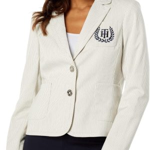 Tommy Hilfiger Two-Button TH Creast Blazer Ivory M