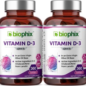 Vitamin D-3 5000 IU 360 Softgels Vitamin 2 Pack -