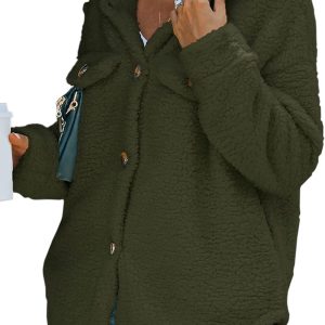ECOWISH Women's Coat Fleece Jacket Sherpa Fuzzy Fa