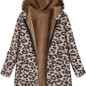 TWGONE Womens Winter Jacket Fleece Lined Zip Up Ho