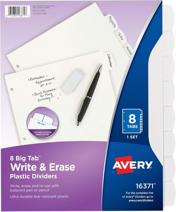 Avery Big Tab Write Erase Durable Plastic Divide