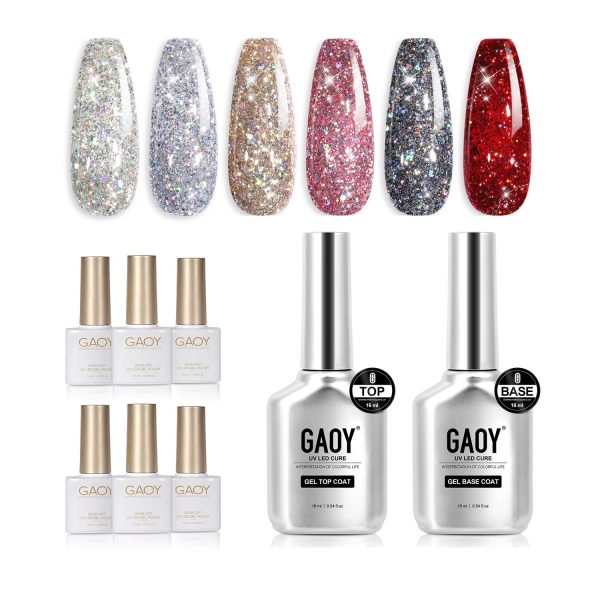 GAOY Glitter Ruby Gel Nail Polish Set and 16ml Gel