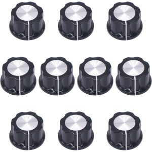 Taiss / 10pcs Silver Tone Top Rotary Knobs for 6 m