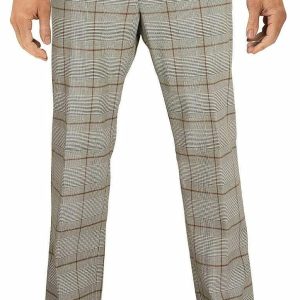 Tommy Hilfiger Mens Brown Flat Front, Straight Leg