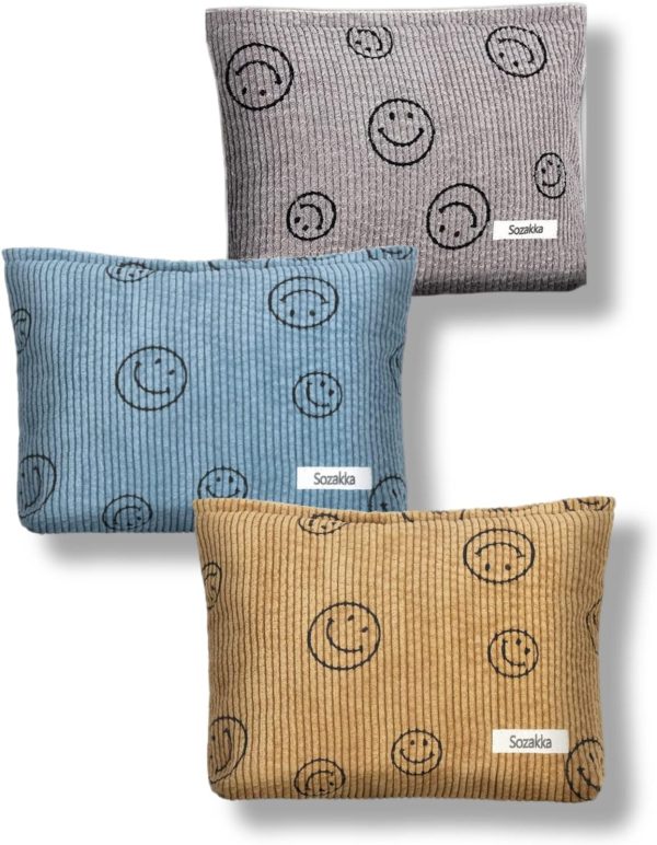 Giom Corduroy Cosmetics Bags, Smile Face Makeup Ba