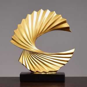 FelyHos Gold Wave Resin Statue Modern Abstract Hom