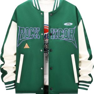 Baseball Jackets Letter Print Men's Streetwear Top