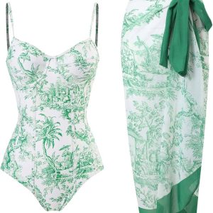 FULILYEO Womens One Piece Swimsuits Floral Printed