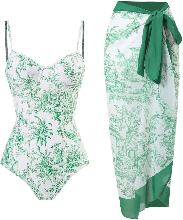 FULILYEO Womens One Piece Swimsuits Floral Printed