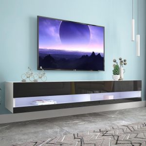 Ymlpre Modern Floating LED TV Stand Up to 80 Inch