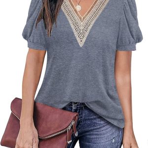 ETCYY Womens Summer Tops 2023 Trendy Casual Puff S