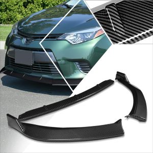 3Pcs Carbon Look Front Bumper Lip Chin Splitter Sp