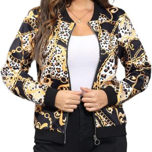 Womens Stand Collar Leopard Coat Long Sleeve Shirt