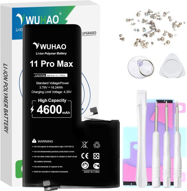 WUHAO Battery for iPhone 11 Pro Max,4600mAh Upgrad