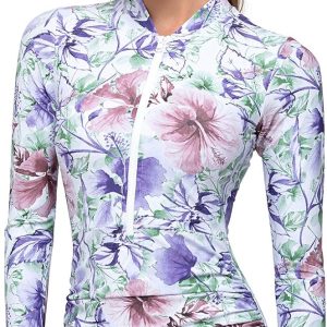 AXESEA Womens Rash Guard Long Sleeve One Piece Swi