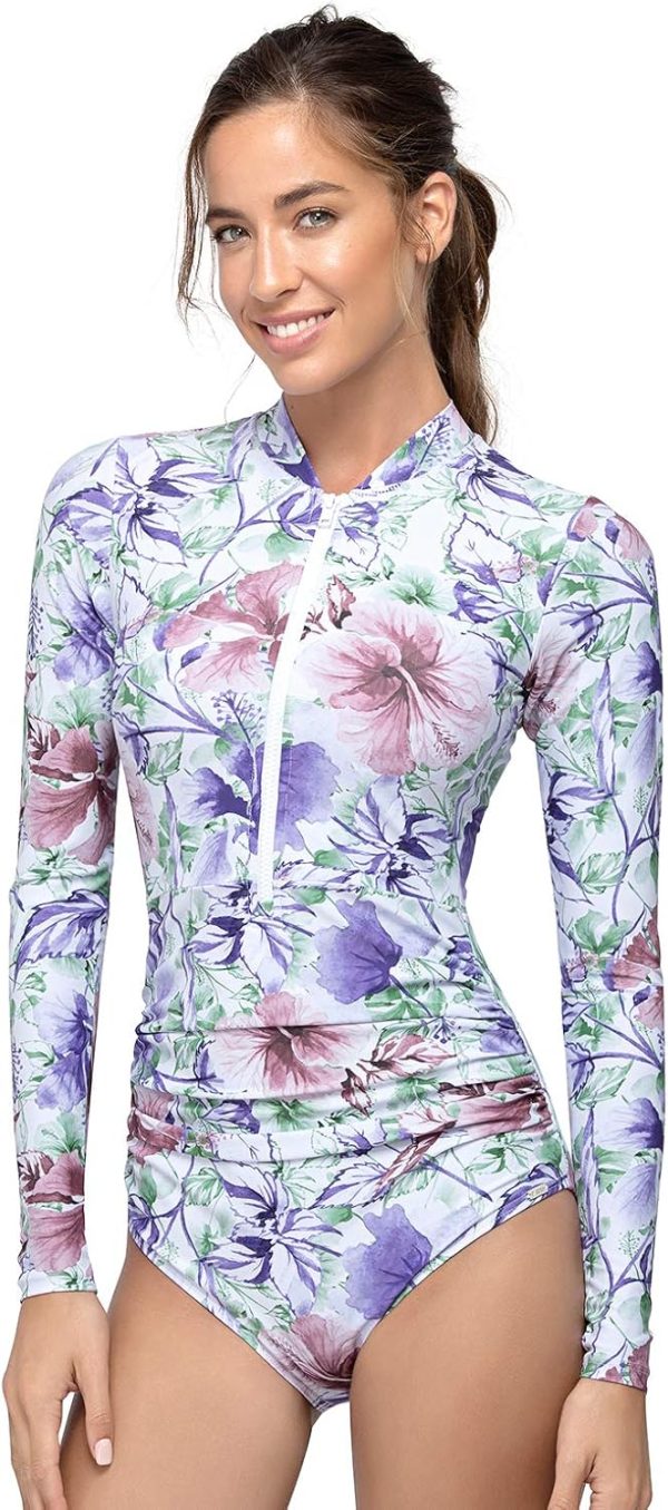 AXESEA Womens Rash Guard Long Sleeve One Piece Swi