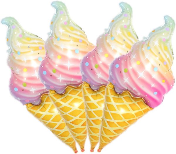 4PCS Rainbow Colors Ice Cream Foil Balloons Party