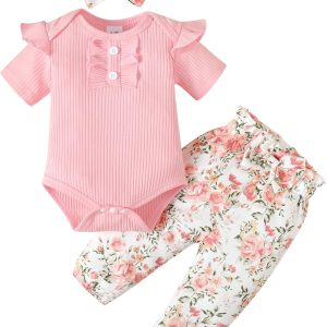 Tokidaring Newborn Baby Girl Clothes Romper Pants