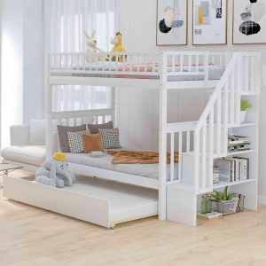 Cotoala Twin Over Twin Bunk Bed with Trundle, Soil