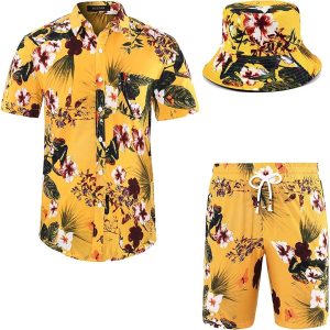 MCEDAR Men's Hawaiian Shirt and Short 2 Piece Vaca