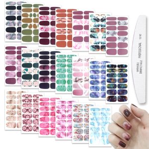 WOKOTO 20 Sheets Full Nail Marble Nail Stickers Na