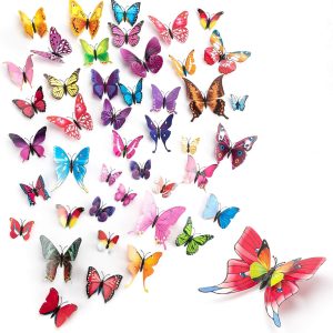 MOZUVE 120pcs Butterfly Wall Decor, Removable 3D B