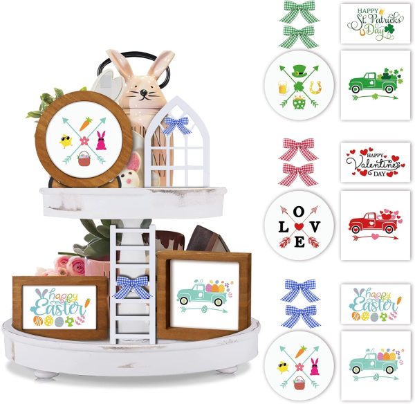 Farmhouse Tiered Tray Decor for Easter/St Patrick'