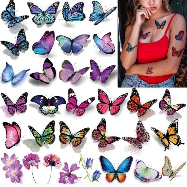 Coszeos 120Pcs Butterfly Temporary Tattoos for Wom