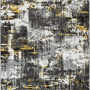Rug and Decor Contempo 1008 Yellow Grey Black Dist