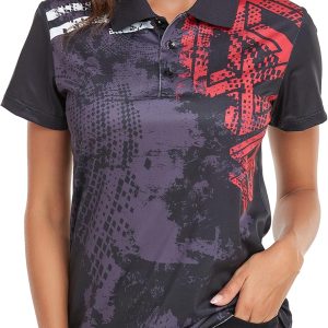 JACKETOWN Womens Polo Shirts Printed Polo Wicking