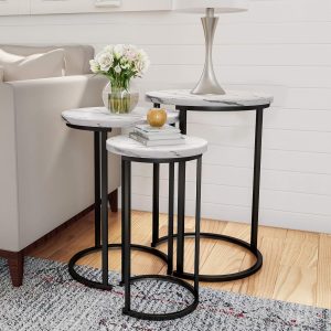 Lavish Home Round Nesting Tables, Largest (D) 17.7