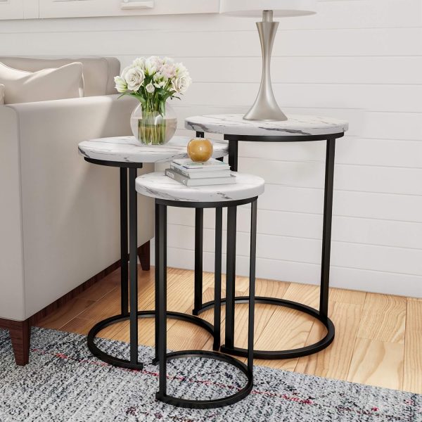 Lavish Home Round Nesting Tables, Largest (D) 17.7