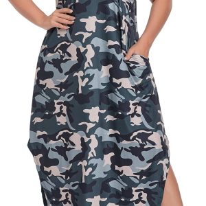 HBEYYTO Women's Plus Size Maxi Dresses V Neck Casu