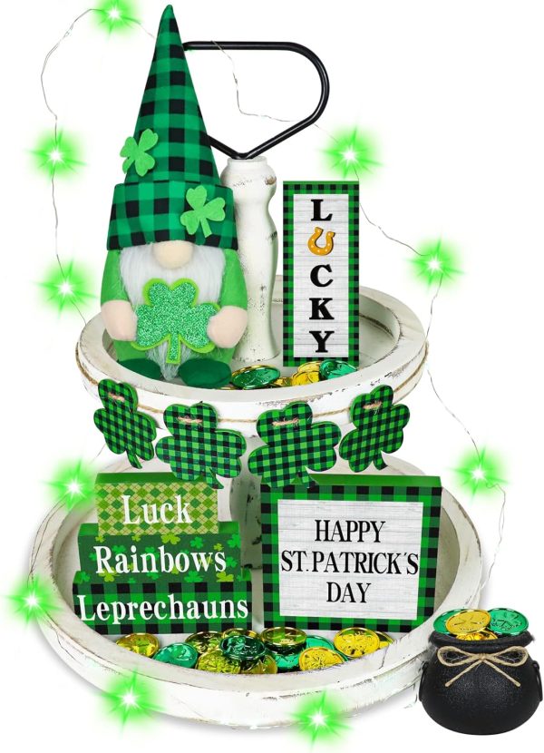 47 PCS St.Patricks Day Tiered Tray Decor Set with