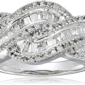 Amazon Collection 10k White Gold and Diamond Twist