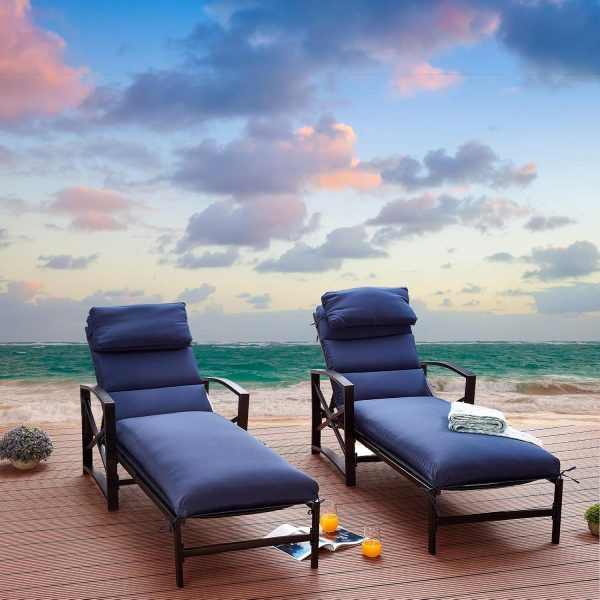 Festival Depot 2 Pieces Patio Outdoor Chaise Loung