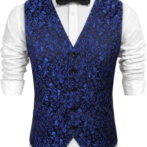 COOFANDY Mens Paisley Dress Suit Vest Floral Victo