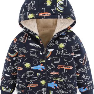 Funnymore Boys Girls Sherpa Fleece Lined Jacket 2-